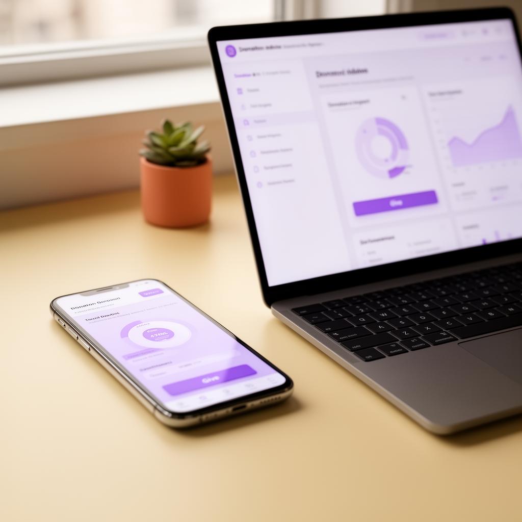 Modern commerce and clearing dashboard on laptop and phone showing multi-asset transaction analytics